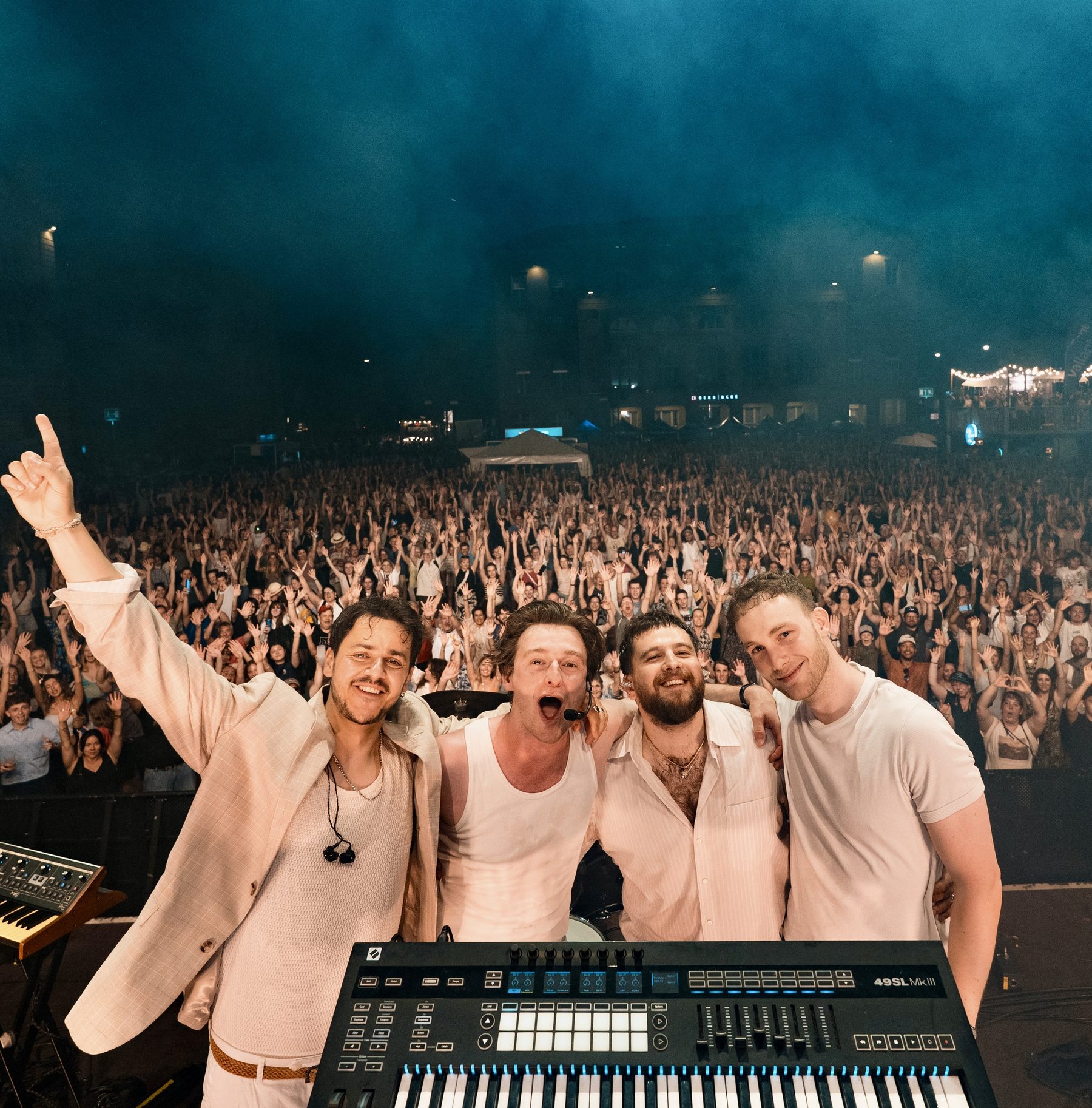 With the band after a festival show